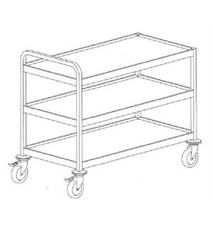 Trillebord 3-plans 1100x550mm Kraftig utførelse i rustfritt stål 